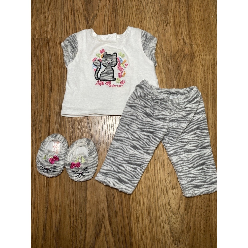 American Girl Bitty Baby Doll Kitty Pajama PJ  Cat Pants Shirt Retired Set Rare
